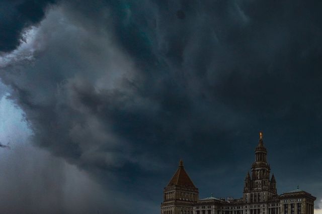 Storm clouds over New York City during a heavy heat wave on July 21st, 2022.